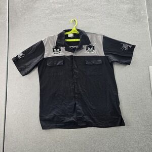 VINTAGE Rockhouse Roadhouse Men Button Up Shirt XL Skull Web Embroidered